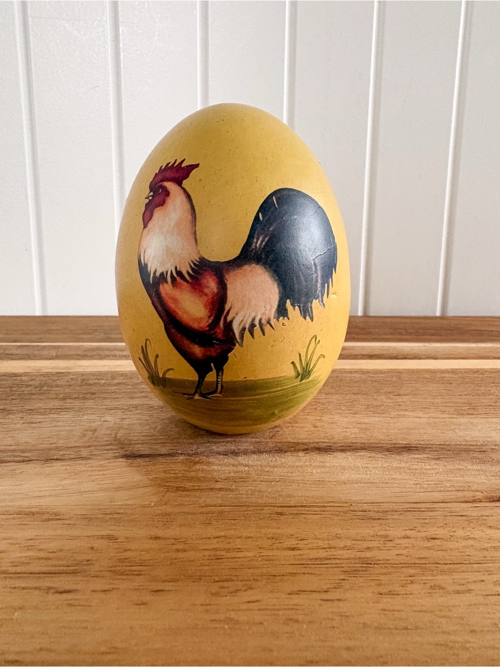 Ceramic Rooster Decorative Egg Farmhouse Kitchen Decor 4.5”